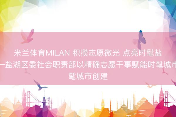 米兰体育MILAN 积攒志愿微光 点亮时髦盐湖——盐湖区委社会职责部以精确志愿干事赋能时髦城市创建