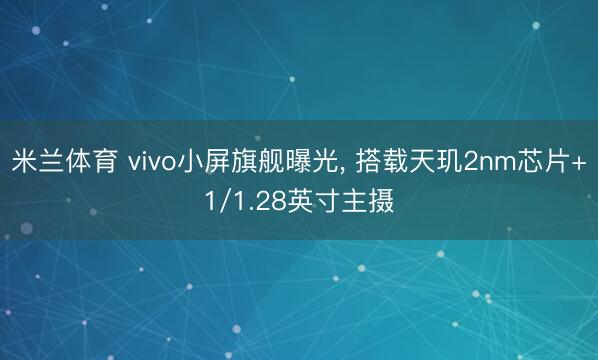 米兰体育 vivo小屏旗舰曝光， 搭载天玑2nm芯片+1/1.28英寸主摄