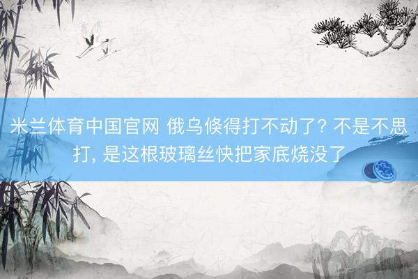 米兰体育中国官网 俄乌倏得打不动了? 不是不思打， 是这根玻璃丝快把家底烧没了