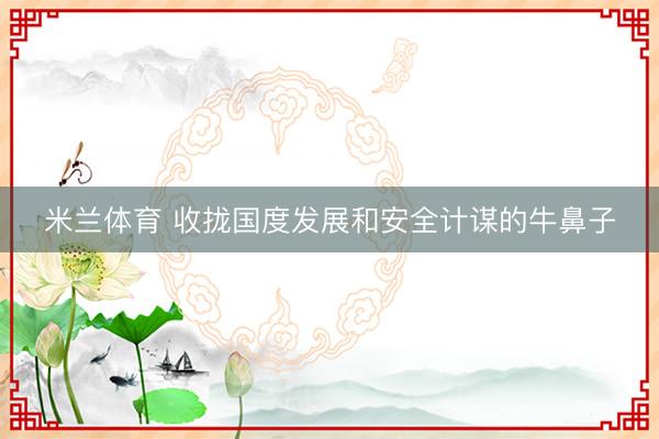 米兰体育 收拢国度发展和安全计谋的牛鼻子