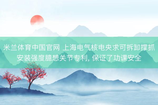 米兰体育中国官网 上海电气核电央求可拆卸撑抓安装强度臆想关节专利， 保证了功课安全
