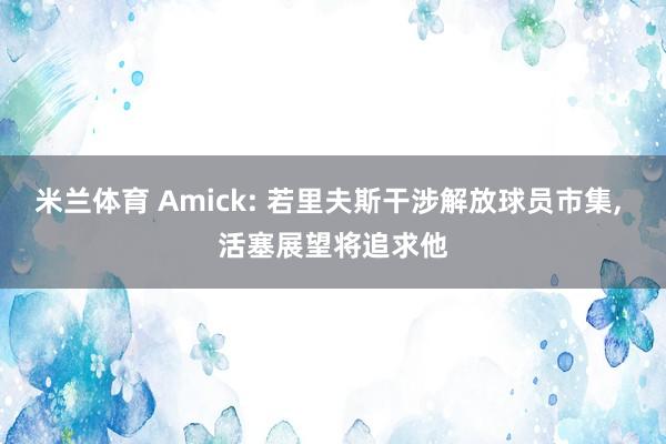 米兰体育 Amick: 若里夫斯干涉解放球员市集， 活塞展望将追求他